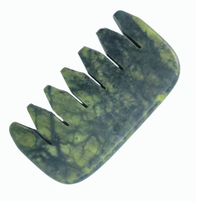 Factory Direct Xiuyan Jade Gua Sha Comb Natural Stone <b>Head</b> Scalp <b>Massage</b> <b>Tool</b> Home Hair Care Relaxation Meridian Stimulator - Product Image 5