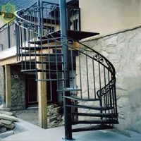 Escalier en colimaçon duplex de style rétro de haute qualité, grand escalier en fer durable avec garde-corps en verre, fonction de rotation