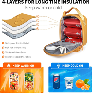 Double Zipper Small Thermal Lunch Bag 3L Capacity Polyester Insulated Snack Bag with Front Pocket for Work Factory Supply OEM <strong>UK</strong> - Product Image 3