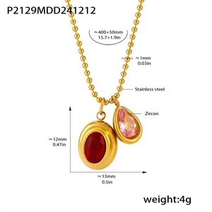 Collier en acier inoxydable plaqué or 18 carats avec pierre naturelle vintage pour filles - Vente en gros - Product Image 2