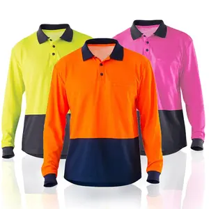 Vêtements de travail personnalisés pour hommes, chemises de travail Cargo à manches longues rose, Polo t-shirt