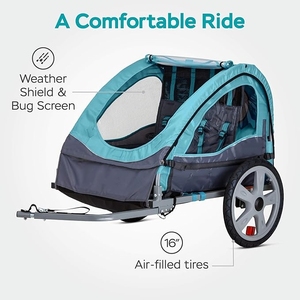 Aama-Zon Hot Bán ráp hai bánh xe đạp Trailer cho pet Kid Giao thông vận tải tùy chỉnh OEM hỗ trợ Dog Pet con vận chuyển giỏ hàng - Product Image 5