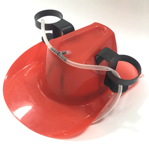 Plastic Cowboy Hat With Straw Red And Blue Party Beverage Hat Unisex For Festivals - Product Image 1