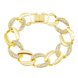 สร้อยข้อมือคิวบาประดับเพชรเม็ดใหญ่ แฟชั่นสำหรับผู้ชายและผู้หญิง สไตล์ฮิปสเตอร์ สตรีท ฮิปฮอป แบรนด์ Tanjing - Product Image 1