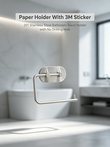 Porte-papier toilette mural auto-adhésif <span class=keywords><strong>en</strong></span> acier inoxydable pour salle de bain, finition céramique haute brillance, rangement mural - Product Image 5