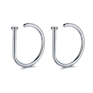Unisex D Shape Punk Style <b>Nose</b> <b>Ring</b> Copper 10 Mm Internally Threaded Gold Plated Black <b>Silver</b> <b>Nose</b> Hoop Body Jewelry for Party - Product Image 5
