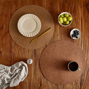 Set de table rond en cuir de vachette, épais, isolant thermique, résistant à l'huile, pour la maison et la salle à manger - Product Image 1