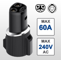 Adaptateur de prise de charge de voiture 120V-240V EV 60A -22F à 122F femelle Type 1 J1772 adaptateur de chargeur EV couleur noire pour Tesla