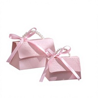 Boîte cadeau élégante pour bonbons avec nœud, emballage de mariage en papier avec chaîne de perles