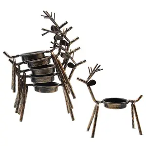 Oniya 6 Pack Bronze Metal Reindeer Tea Light Candle Holders For Christmas Decoration