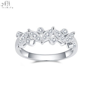 Anillo de Diamantes Naturales de Oro Blanco Sólido de 18K de Alta Calidad, Estilo Vintage, con Filigrana Antigua, para Compromiso o Boda, para Mujer - Product Image 1