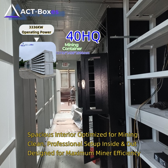 ACT EndtoEnd Mining Container System 40ft 336 Units 1382KW Sha-256 73PH/S Fast 3-5 Day Solution Design Northern Remote Area Data