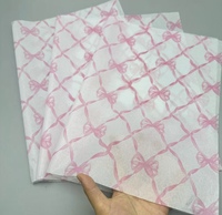 Premium Recycled Tissue Paper with Pink Bow Pattern Custom Logo Printed for Gift Wrapping Boutique Packaging