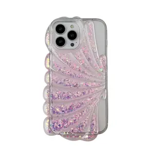 Luminous Noctilucent Night Glow Glitter Resin Shell Pattern Cover Back Phone Case for iPhone