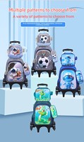Sac à dos à roulettes pour école primaire, style cuir, en nylon imperméable, motif dessin animé, lot de 3 pièces, vente chaude