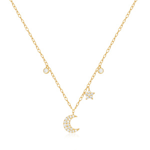Collar de Mujer CANNER Chapado en Oro de 18K con Plata de Ley 925, Estrella, Luna, Diamante y Circonita Cúbica - Product Image 1