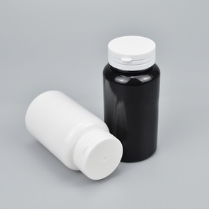 Botella cilíndrica negra de 150 ml para mascotas con tapa de fácil apertura para envasado de medicamentos en pastillas - Product Image 3