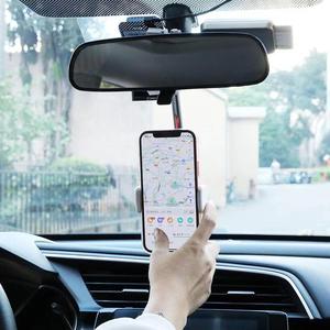 Car Rearview <b>Mirror</b> Phone Holder <b>Clip</b> On Windshield Mount Navigation Support General Use Black And White L2556 - Product Image 2
