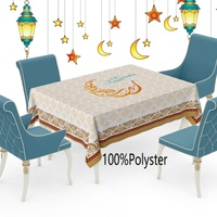 140x140cm nappe de Restaurant imprimée lanterne de mosquée décoration de la maison nappe de fête rectangulaire nappe de Ramadan islamique