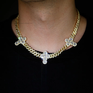 European American <b>Cross</b>-border Hot-selling Hip-hop Micro-inlaid <b>Cross</b> Cuban Necklace Unisex Link <b>Chain</b> Jewelry Wholesale - Product Image 3
