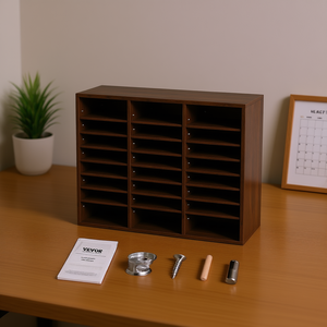 Organizador de Correo de Madera Vevor con 24 Compartimentos Ajustables, Porta Cartas de Escritorio para Oficina y Hogar - Product Image 2