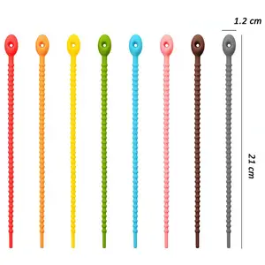 Cravate de corde en silicone à cuisson longue magnétique 5 couleurs pour étiquettes d'inspection au choix