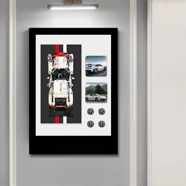 Framed 3D Race Car Building Block Model Wall Art, Super Car Model Display Picture Frame, Man Cave & Office Wall Decoration