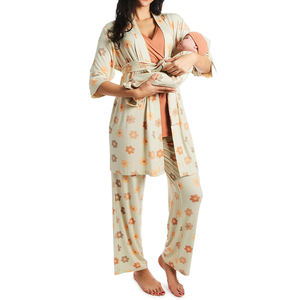 Pijamas de maternidad de bambú orgánico y ropa de bebé Conjunto de pantalón PJ de maternidad y lactancia para <span class=keywords><strong>mamá</strong></span> y bebé Ropa de maternidad personalizada - Product Image 2