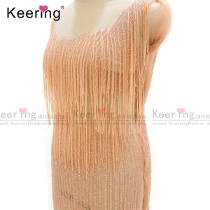 New design tassel fringe vestido rhinestone applique patch panel para o casamento WDP-059