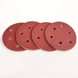 Disque de ponçage auto-adhésif rouge, papier abrasif floqué rouge pour métal et bois - Product Image 2