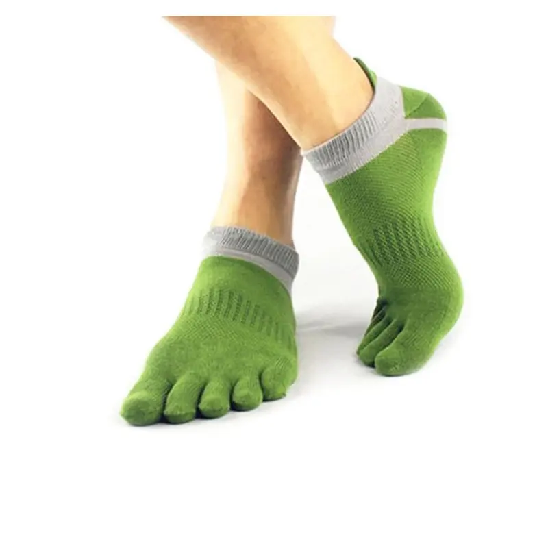 BY-I-1080 5 Toe Cotton Five Toe Socks Five Finger Men's Socks Casual Waterproof Knitted Sport green Socks