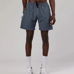 Pantalones Cortos Deportivos Personalizados para Hombre, de Poliéster, con Bolsillos con Cremallera, Impermeables, Color Gris - Product Image 4