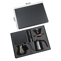 Ensemble de cafetière de haute qualité ensemble de cadeau de cafetière à la main de 6 pièces en acier inoxydable 304 noir pour ensemble de cafetière