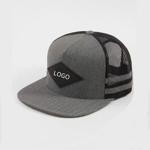 Tùy chỉnh da vá sọc hat trống 6 Bảng điều chỉnh không có cấu trúc phẳng vành gorras Snapback Trucker Hat tùy chỉnh vá - Product Image 1
