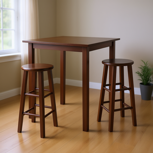 Parkland Juego de mesa de comedor de nogal de 3 piezas con taburetes de pata cuadrada de 29 \ "Mesa alta y asientos - Product Image 2