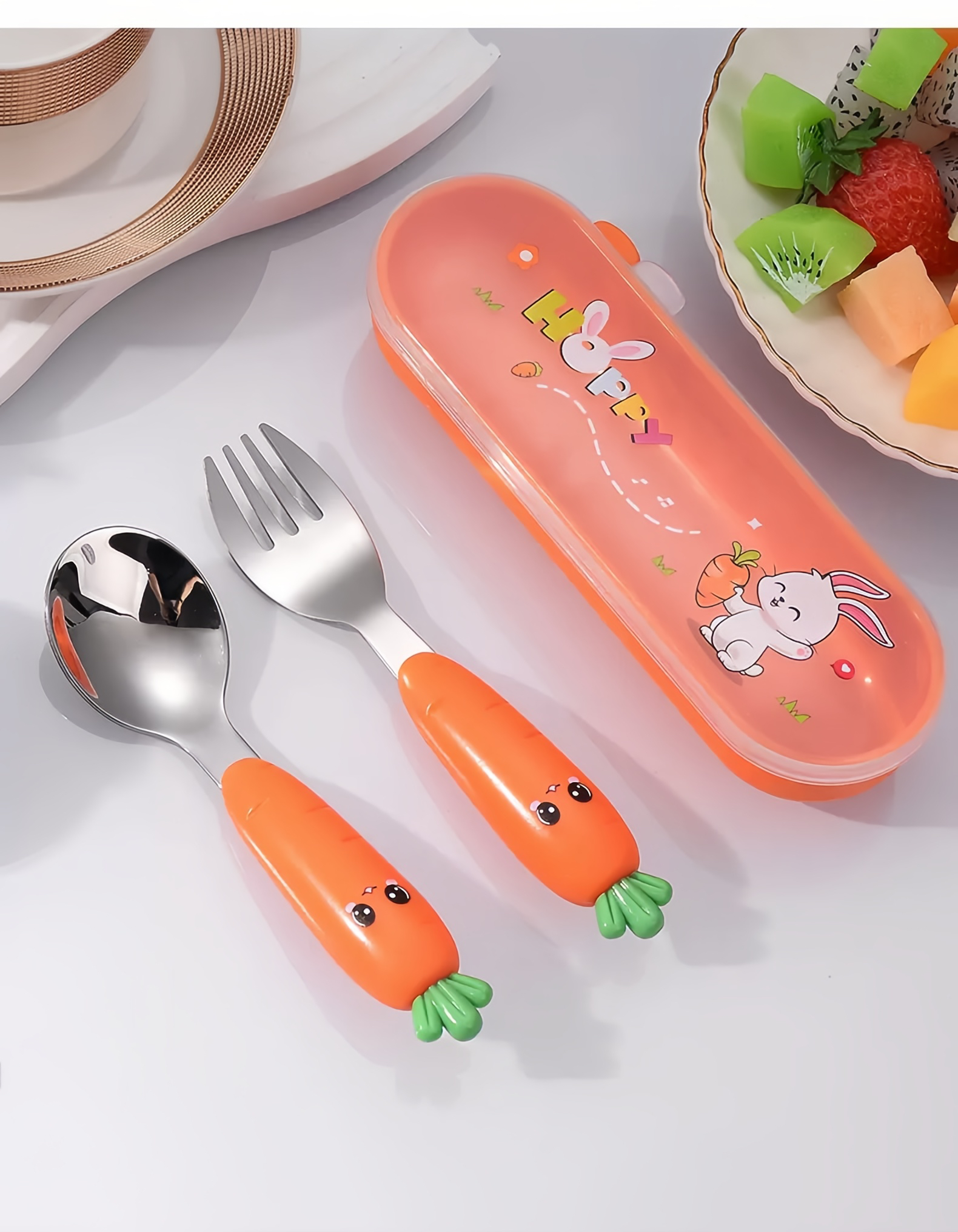Orange  - spoon+fork+box