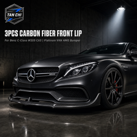 3 pièces de séparateurs de pare-chocs avant en fibre de carbone style PSM pour Mercedes Benz Classe C W205 C63 AMG 2005-2019 à fixer par visage à visser