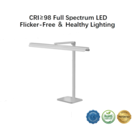 Lampe de bureau LED réglable en métal anti-éblouissement, largeur 60-80 cm, gradation tactile/couleur, CRI 95 élevé, protection oculaire pour chambre et bureau