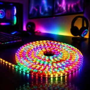 ไฟแถบ LED SMD 2835 RGB 220V 48led/M โคมไฟ LED กันน้ำแบบยืดหยุ่นกลางแจ้ง IP65 เปลี่ยนสีได้ ตัดได้ รีโมทคอนโทรล - Product Image 1