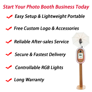 Cabine photo pour mariage, style campagnard, avec grain de bois, pour <span class=keywords><strong>iPad</strong></span>, selfie, Salsa, DSLR, coque avec flash et étui pour événements - Product Image 2