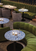 Chinesisches Hotel Modern Curved Halbkreis Runde Luxus Samt Leder Granit Marmor Coffee Shop Restaurant Tisch möbel Sofa