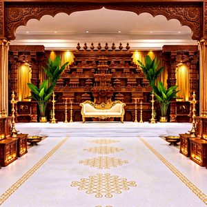 Mandap de mariage de style temple d'Inde du Sud / Kalyana Mandapam, mandap de mariage luxueux en bois sculpté pour les mariages tamiliens aux États-Unis - Product Image 1