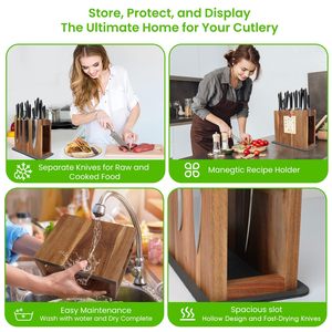 Dao giữ khối Keo Gỗ Nhà Bếp dao lưu trữ đứng bằng gỗ tổ chức kích thước lớn khối lưu trữ mà không cần dao - Product Image 5