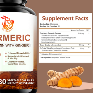 Private Label <b>Turmeric</b> Capsules Improve Immune Muscle Support Herbal Supplement with Ginger <b>Black</b> Pepper <b>Turmeric</b> Capsules - Product Image 2