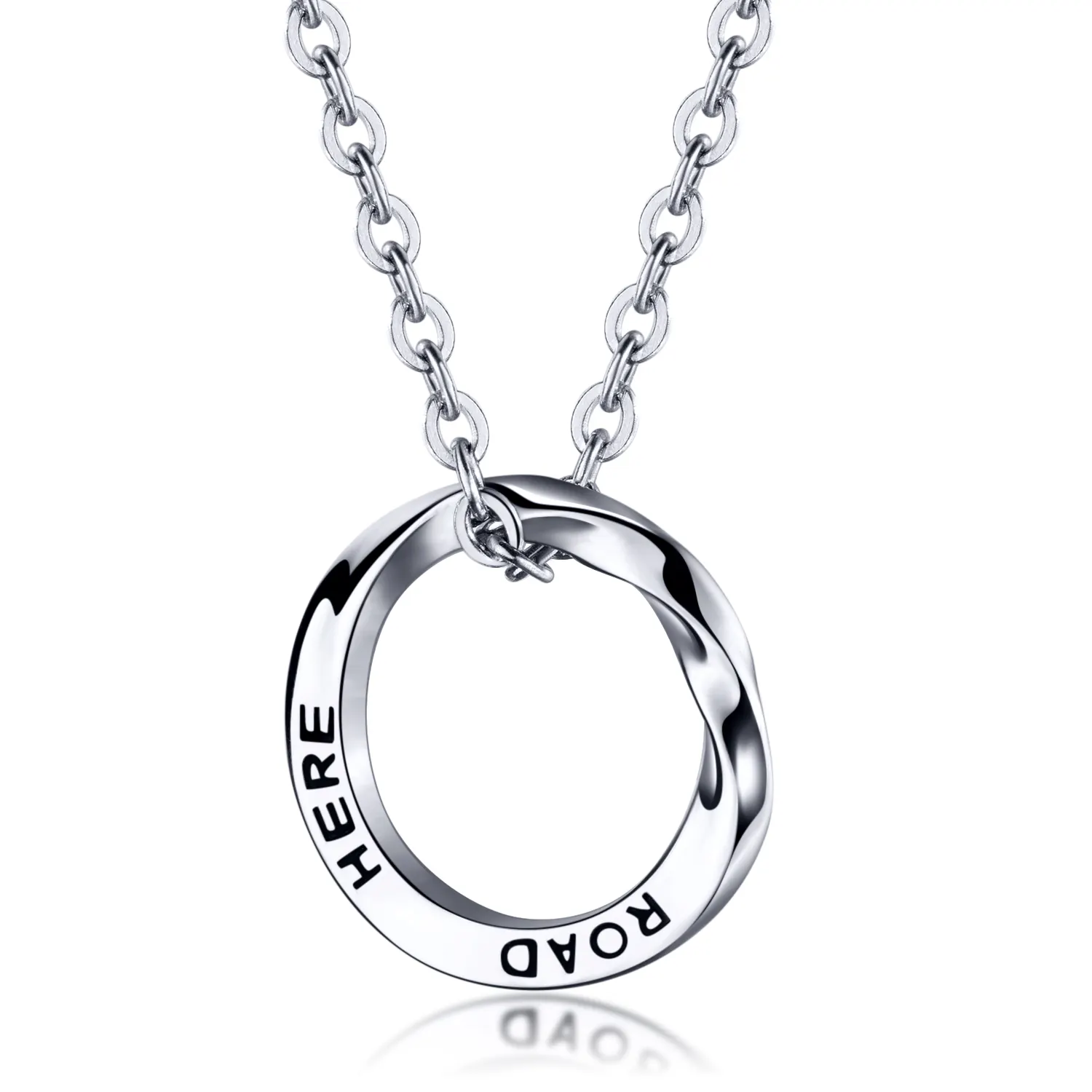 Pingente de anel roar aço inoxidável, novo design de alta qualidade de anel redondo aqui colar de pingente masculino