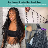 Extensiones de Cabello Humano Virgen Indio Rizado de Lujo de Alta Calidad 12A, Puntas Súper Dobles, Cabello a Granel para Trenzas Boho, Sin Procesar