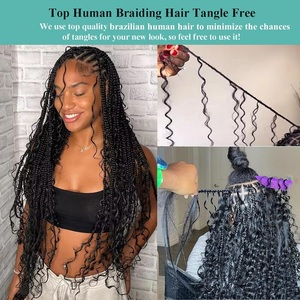 Extensiones de Cabello Humano Virgen Indio <span class=keywords><strong>Rizado</strong></span> 12A, Puntas Doblemente Reforzadas, Cabello Humano a Granel <span class=keywords><strong>para</strong></span> <span class=keywords><strong>Trenzas</strong></span> Bohemias, Cabello a Granel Sin Procesar - Product Image 4