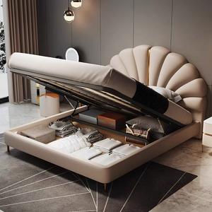 Grande tête de <span class=keywords><strong>Lit</strong></span> haut de gamme, <span class=keywords><strong>Lit</strong></span> Double, personnalisé en acier inoxydable, ensemble de <span class=keywords><strong>Lit</strong></span> en cuir de luxe, meubles de chambre modernes - Product Image 2