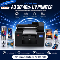 Impresora UV 3040 Pequeña Personalizable, Impresora UV Plana de Escritorio A3 de 30x40cm para Impresión de Fundas de Teléfono, Bolígrafos y Pelotas de Golf