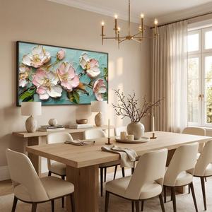 Pintura al Óleo Pintada a Mano de Peonía Acuática sobre Lienzo Texturizado, Obra de Arte Grande para Decoración de Pared en Sala de Estar, Dormitorio u Hotel - Product Image 5